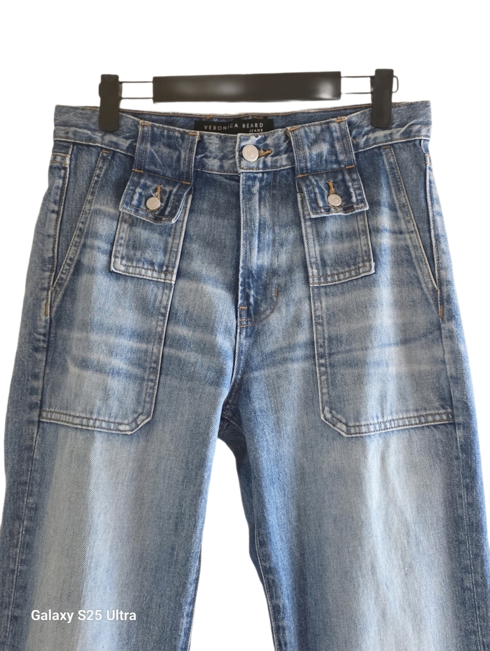 Veronica Beard Crosbie High Rise Wide Leg Jeans with Utility Patch Pockets SZ 26 - Picture 8 of 12
